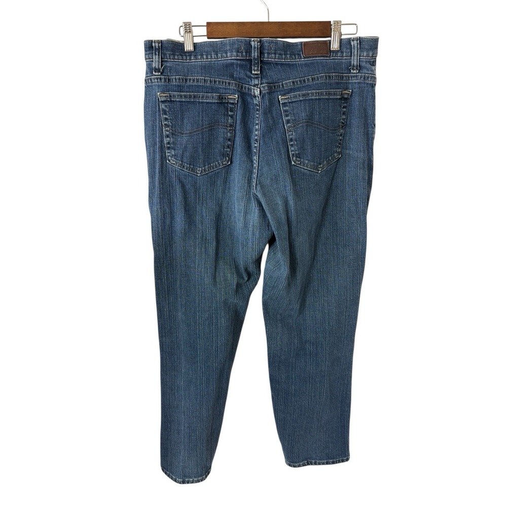 Lee Relaxed Straight Leg Jeans Womens 16W Dark Blue Stretch Denim 34x29